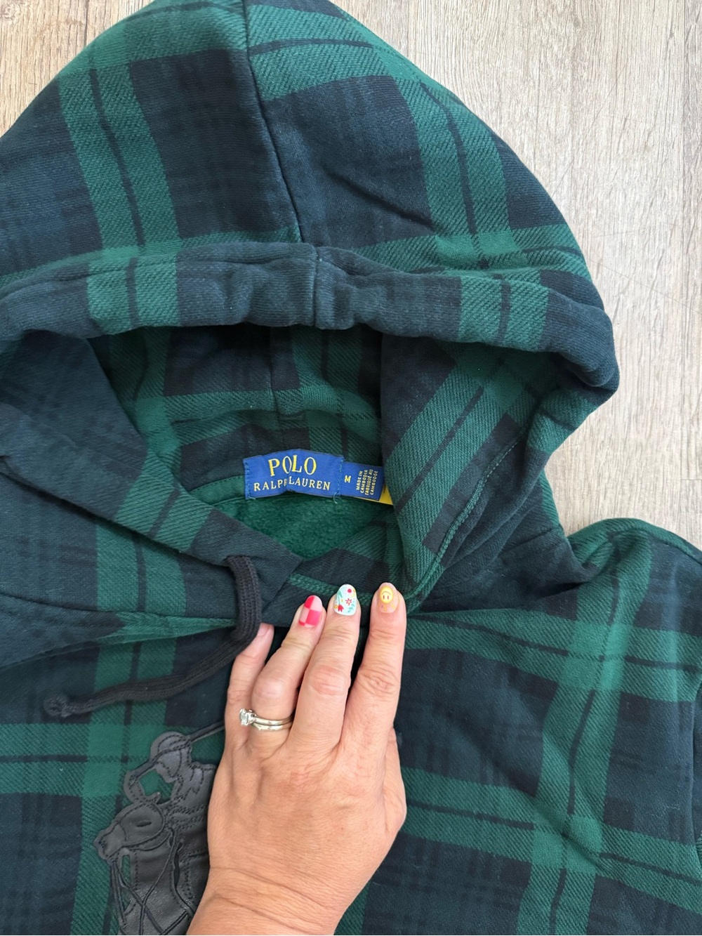 Polo Ralph Lauren • Leather Pony Tartan Plaid Hoodie - Picture 8 of 16